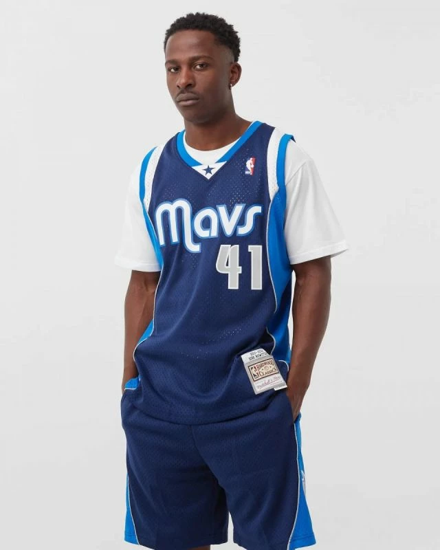 Športna majica NBA Swingman Dallas Mavericks Dirk Nowitzki, Mitchell & Ness, temno modra