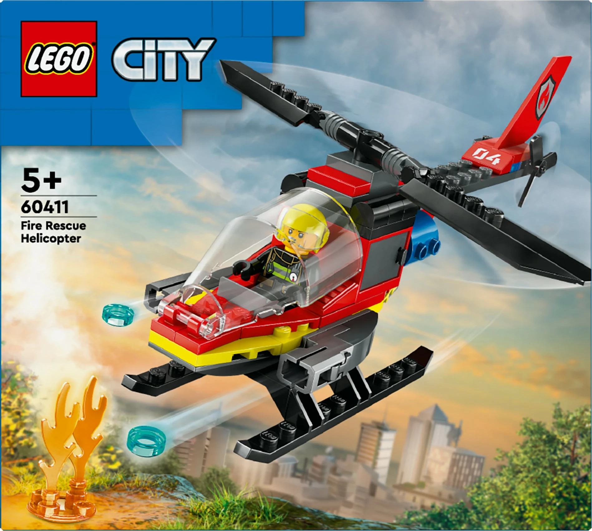 Helikopter za gašenje požara, set za sestavljanje LEGO City 60411, 85 delov, večbarven