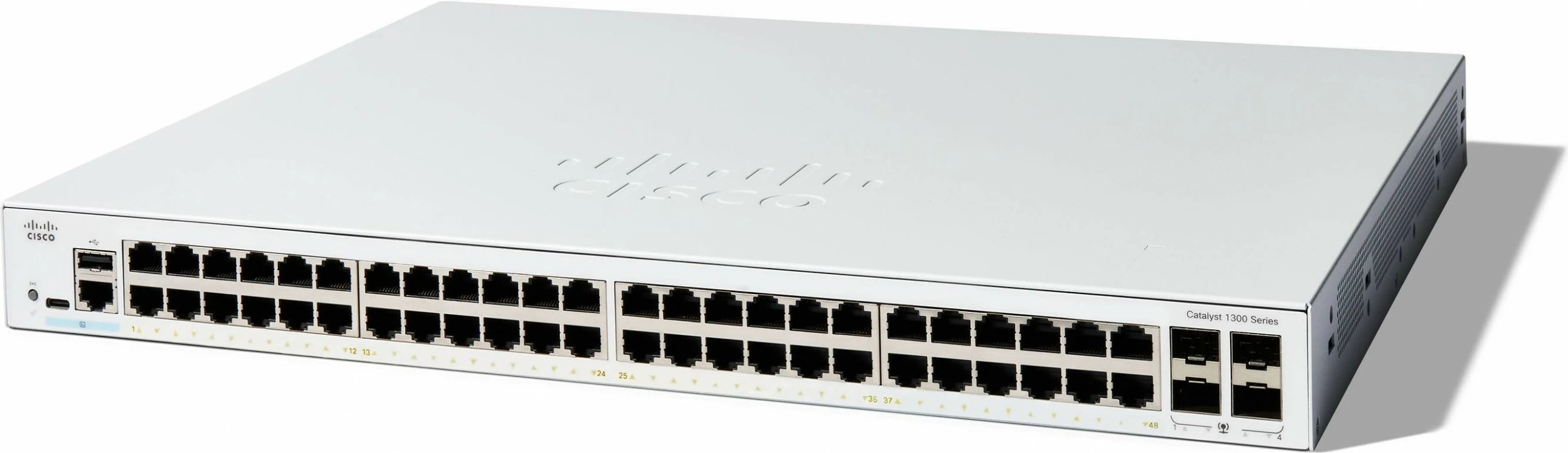 Upravljan stikalo Cisco Catalyst 1300-48T-4G, 48 x GE, 4 x 1GE SFP, L2/L3, belo