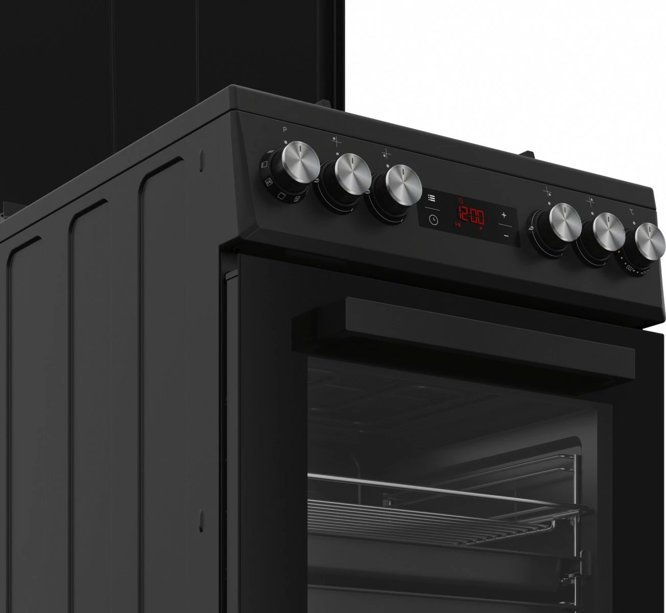 Pečica in kuhalna plošča Beko FSM52331DBDS, 60 l, 4 kuhališča, plin in elektrika, črna