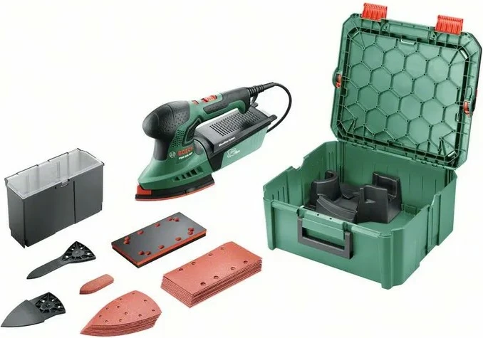 Večnamenski brusilnik, Bosch PSM 200, 200 W, z nastavitvijo hitrosti, zeleno/črn