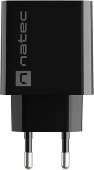 Stenski polnilec Natec Ribera NUC-2062, 20W, 1x USB-A + 1x USB-C, črn