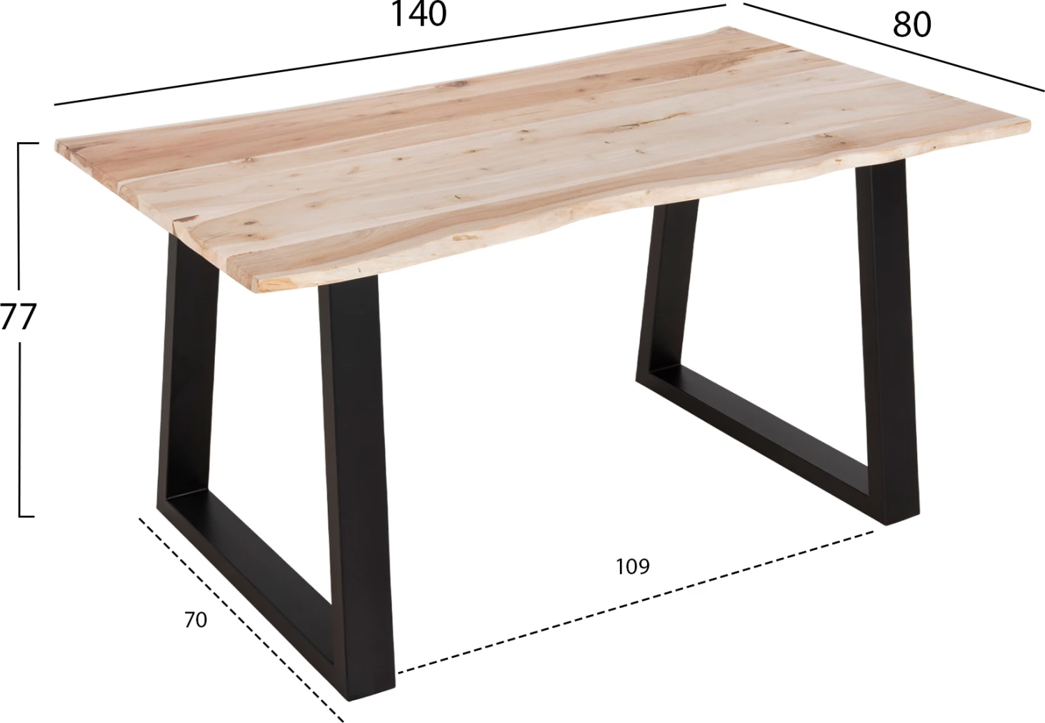 Jedilna miza MONTANA SLIM FH8163.21 iz akacijevega lesa v svetlo naravni barvi 140x80x77H cm