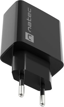 Stenski polnilec Natec Ribera NUC-2062, 20W, 1x USB-A + 1x USB-C, črn
