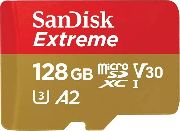 MicroSDXC kartica SanDisk Extreme 128 GB, UHS-I Class 10, z adapterjem, zlata