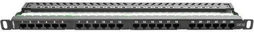 Patch panel 24 portov, CAT 5e, 0.5U, črn Lanberg PPU5-0024-B