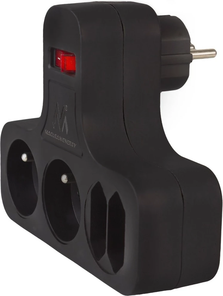Večvtičnica z vgrajenim stikalom, Maclean MCE224E, 4 vtičnice, črna