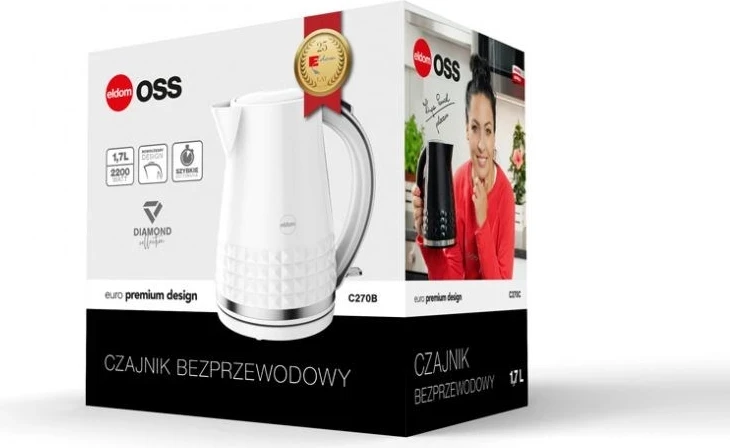 Električni kuhalnik vode Eldom C270B, 2150 W, 1,7 L, bel