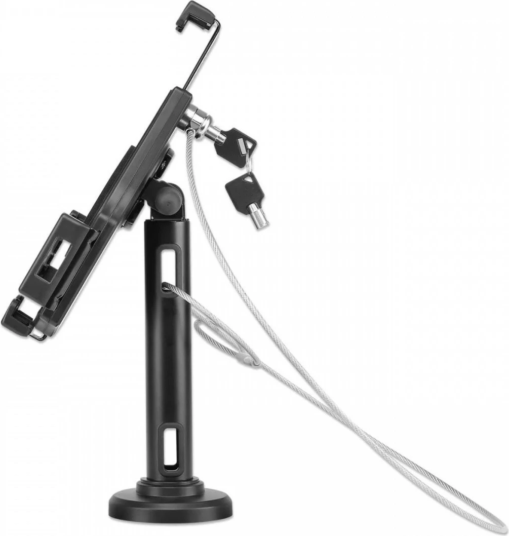 Stojalo za tablico 7,9–10,5 palca, z ključavnico in varnostno vrvico, namizno/stensko, črno Manhattan 462112