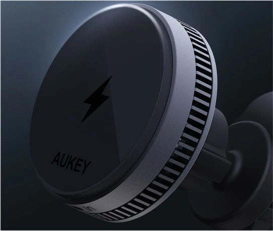 Magnetni nosilec za avto AUKEY HD-MC13A MagFusion Dash Pro, brezžično polnjenje Qi2 15W, aktivno hlajenje, črn