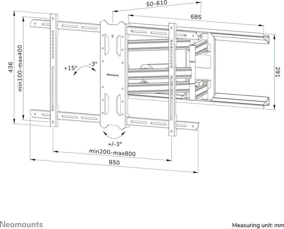Stenski nosilec za TV 43"–86", Neomounts Newstar, črn Stenski nosilec za TV 43"–86", Neomounts Newstar, črn