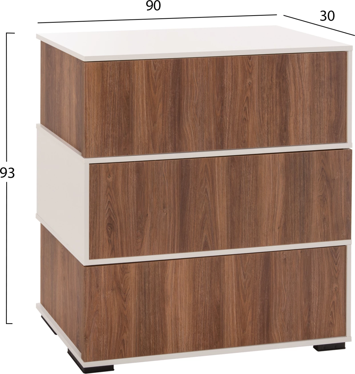 Stojalo za čevlje 3 nivoji MIRABELL FH8938.11 melamin v barvi oreha-bela 90Χ30Χ93Hcm