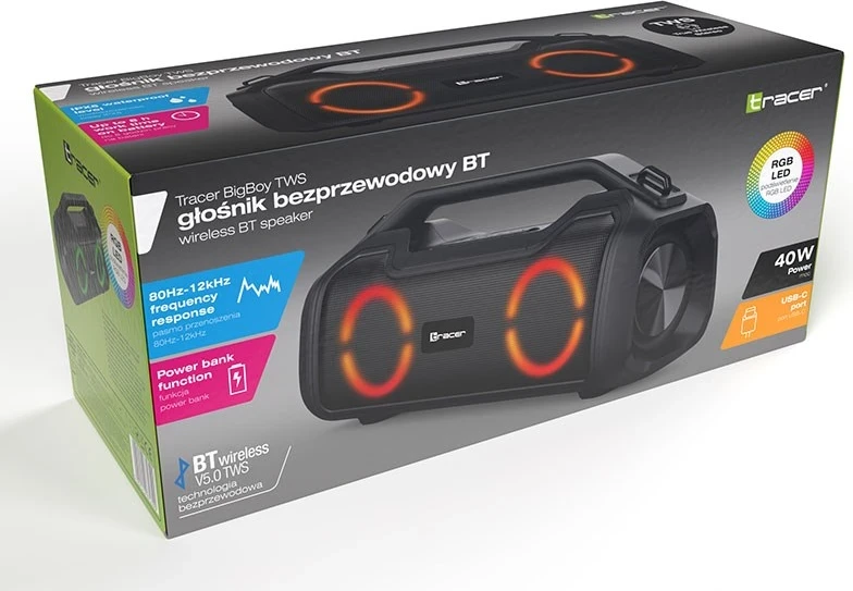 Zvočniki Tracer BigBoy TWS, 40 W, Bluetooth, črn