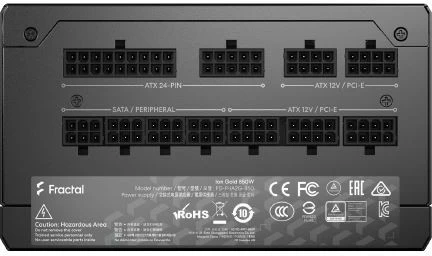 Napajalnik Ion Gold 850W, Fractal Design, polno modularen, 80 PLUS Gold, črn