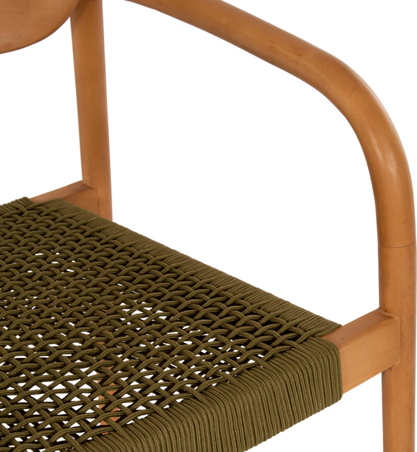 Fotelj OSLO FH9636.05 iz tikovine v naravni barvi in z zeleno vrvjo 55x54x80Hcm