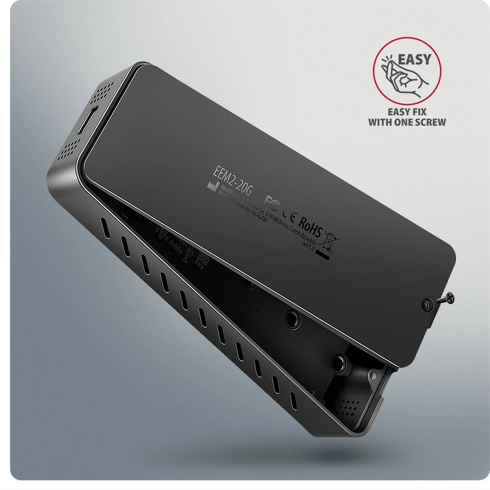 Zunanje ohišje za SSD M.2 NVMe AXAGON EEM2-20G, USB-C 3.2 Gen 2x2, 20Gbps, alumin, črno Zunanje ohišje za SSD M.2 NVMe AXAGON EEM2-20G, USB-C 3.2 Gen 2x2, 20Gbps, alumin, črno