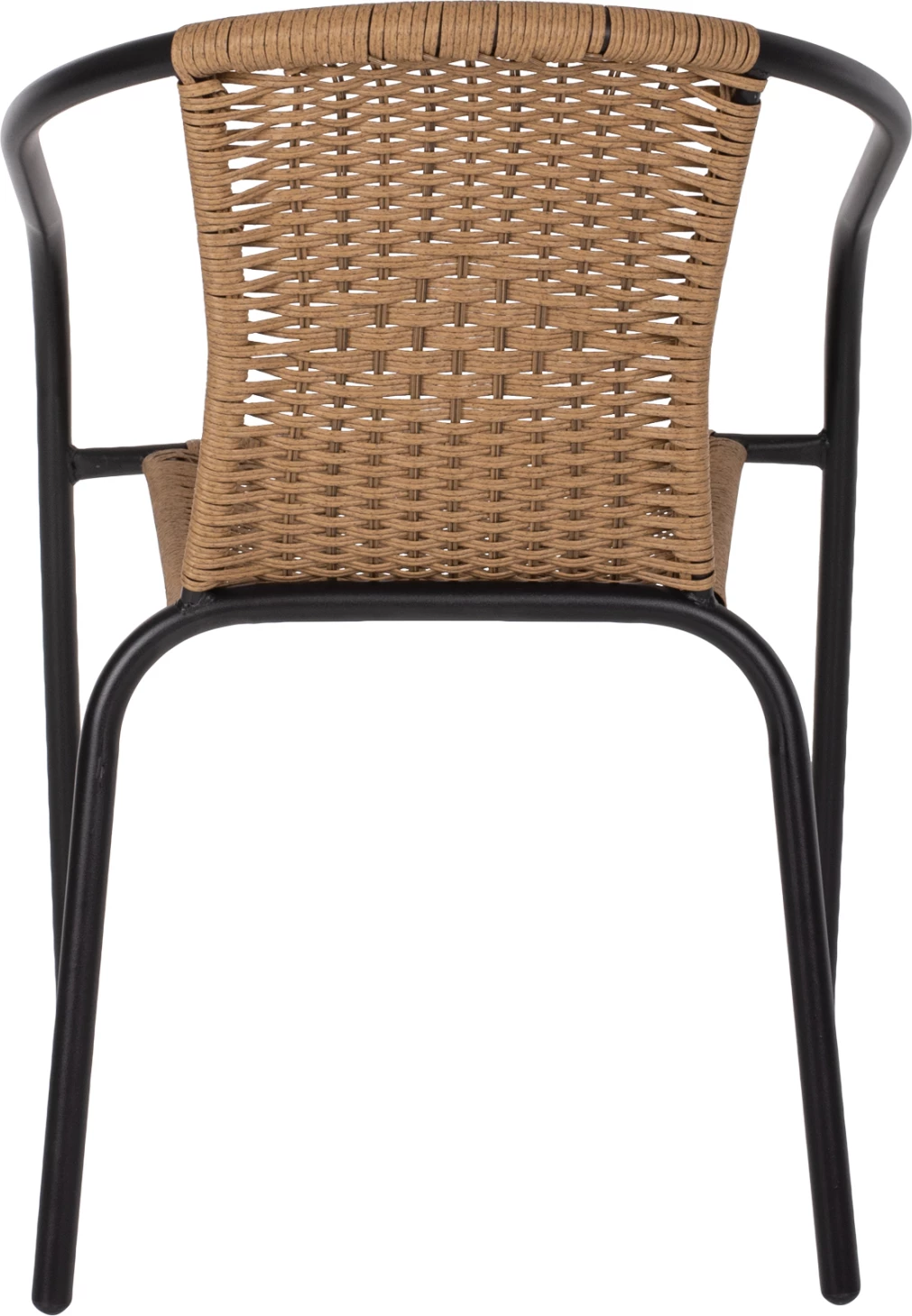 Stol CAMEL FH5015.04 kovinski okvir črn z ratanom v naravni barvi