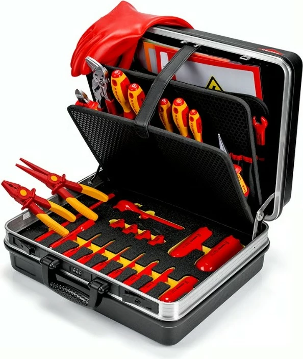 Komplet orodja za e-mobilnost, Knipex Basic, 4 ključi, s kleščami in izvijačem, črno/rdeče/rumeno