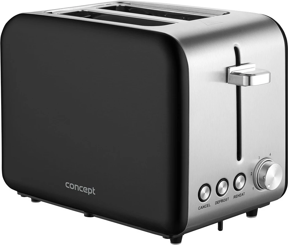 Toster z 2 režama, 950 W, inox/črn Concept TE2052