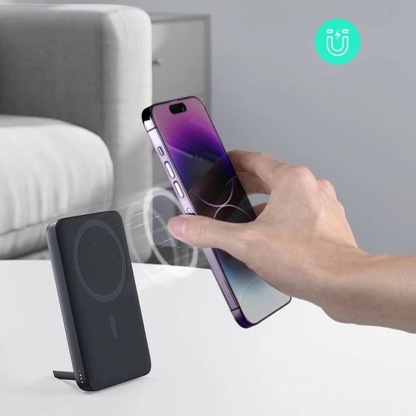 Power bank, 6700 mAh, 20 W, LED, USB-C, črn, AUKEY PB-MS01 MagSafe