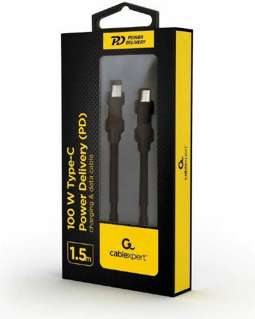 Kabel USB-C na USB-C, Gembird CC-USB2-CMCM100-1.5M, 1,5 m, 100 W, črn