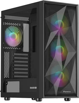 Midi tower ohišje z ARGB osvetlitvijo Natec Genesis Diaxid 605, črno