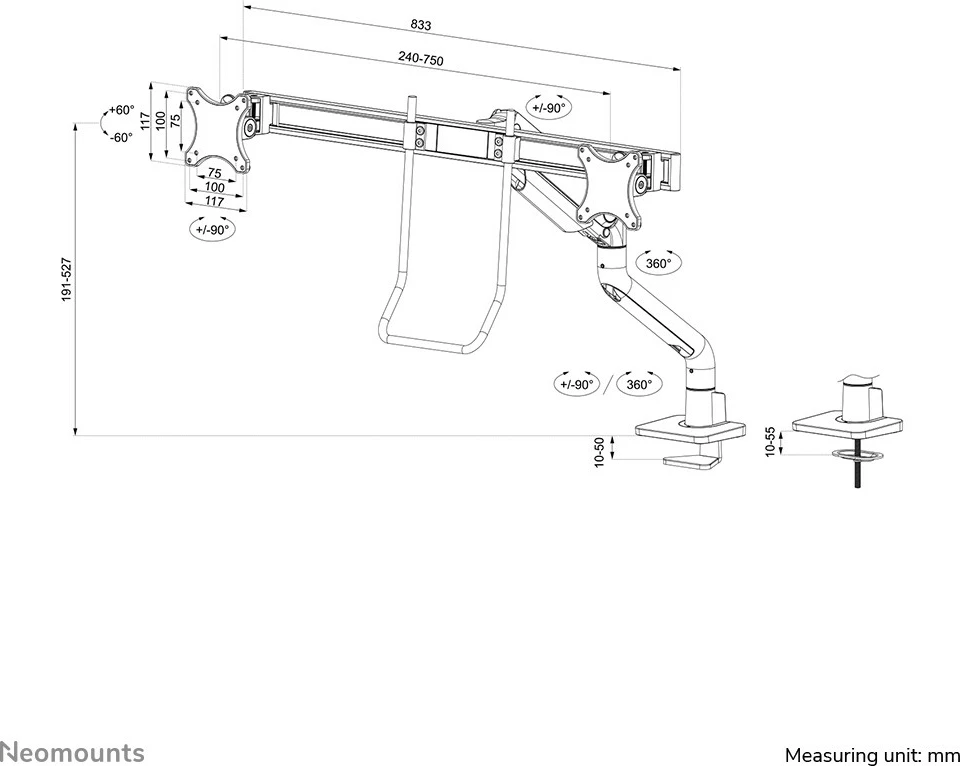 Držalo za dva monitorja Neomounts DS75S-950WH2, belo Držalo za dva monitorja Neomounts DS75S-950WH2, belo