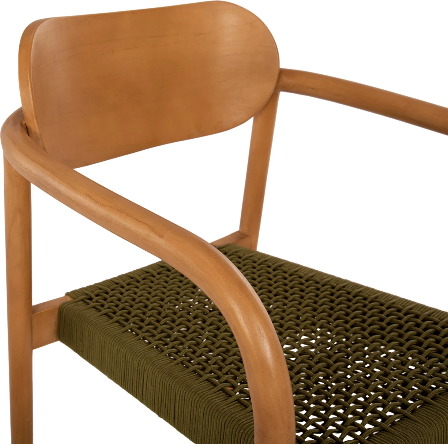 Fotelj OSLO FH9636.05 iz tikovine v naravni barvi in z zeleno vrvjo 55x54x80Hcm