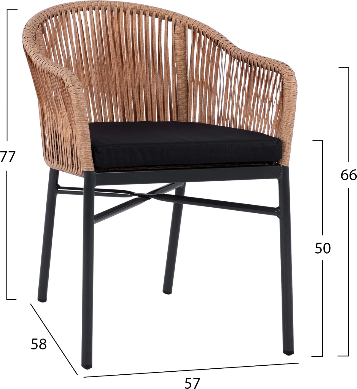 Aluminijasti naslanjač FH5698.01 antracit z bež pletenjem 57x58x77cm