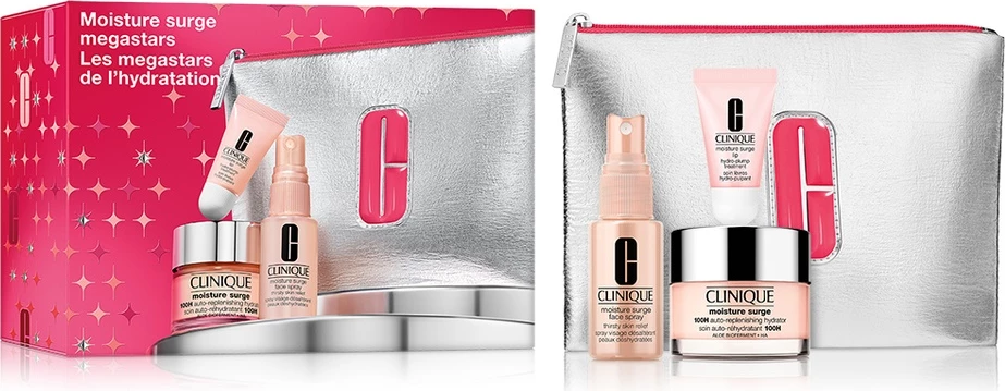 Set za nego kože za ženske Moisture Surge Megastars vlažilni gel-krema, 50 ml + 30 ml + 7 ml, Clinique