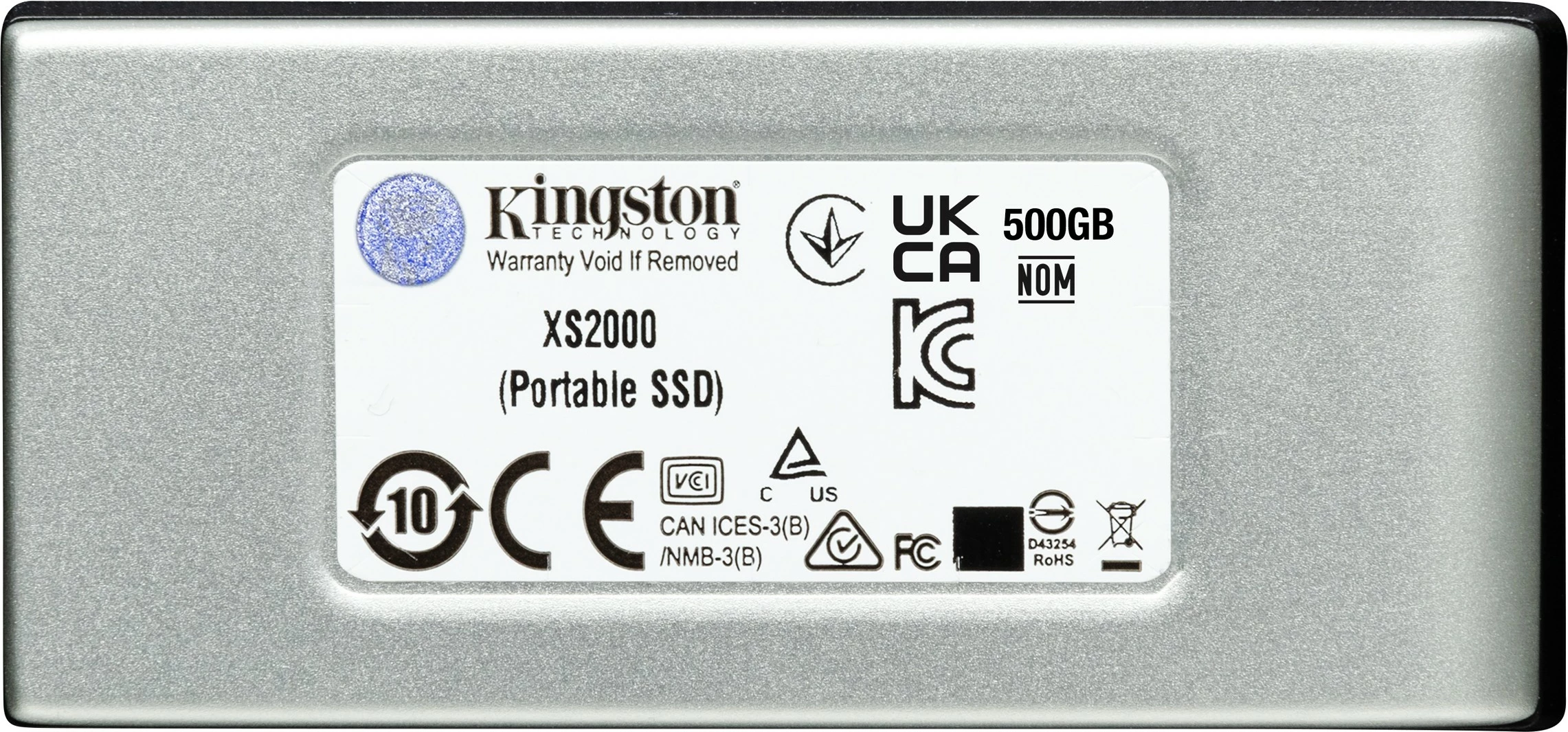 Prenosni SSD 500 GB USB Type-C 3.2 Gen 2, Kingston XS2000, 2000 MB/s, črn, srebrn