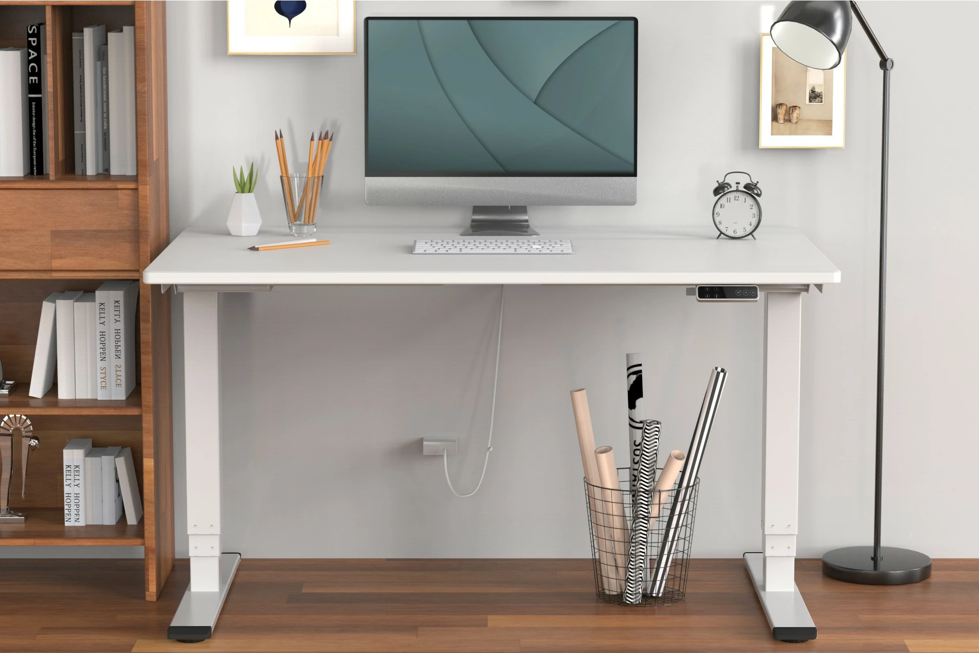 Električna kornja mize, dvojni motor, 3 ravni, bela Digitus