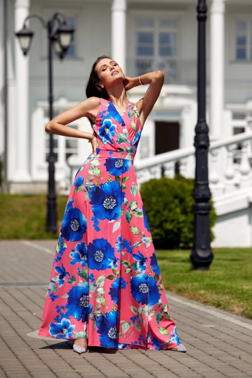 Obleka z motivom cvetja Roco Fashion 181650, večbarvna