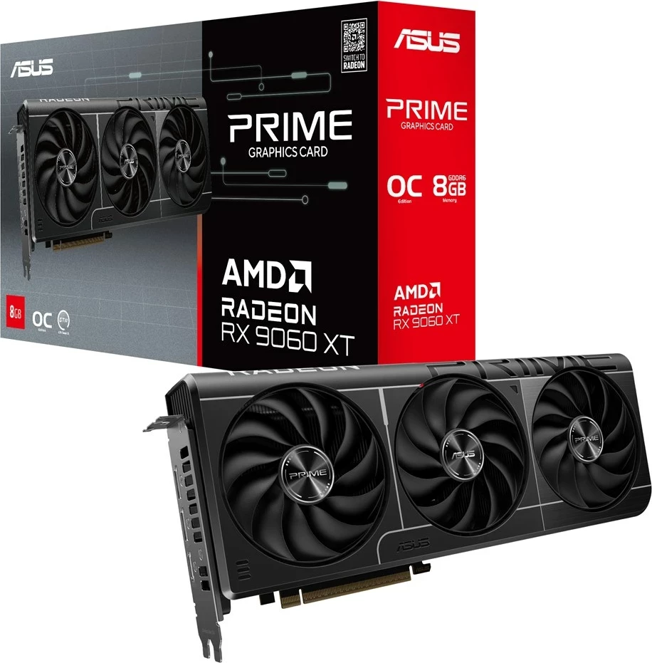 Grafična kartica Prime RX9060XT-O8G, ASUS, 8 GB GDDR6, črna