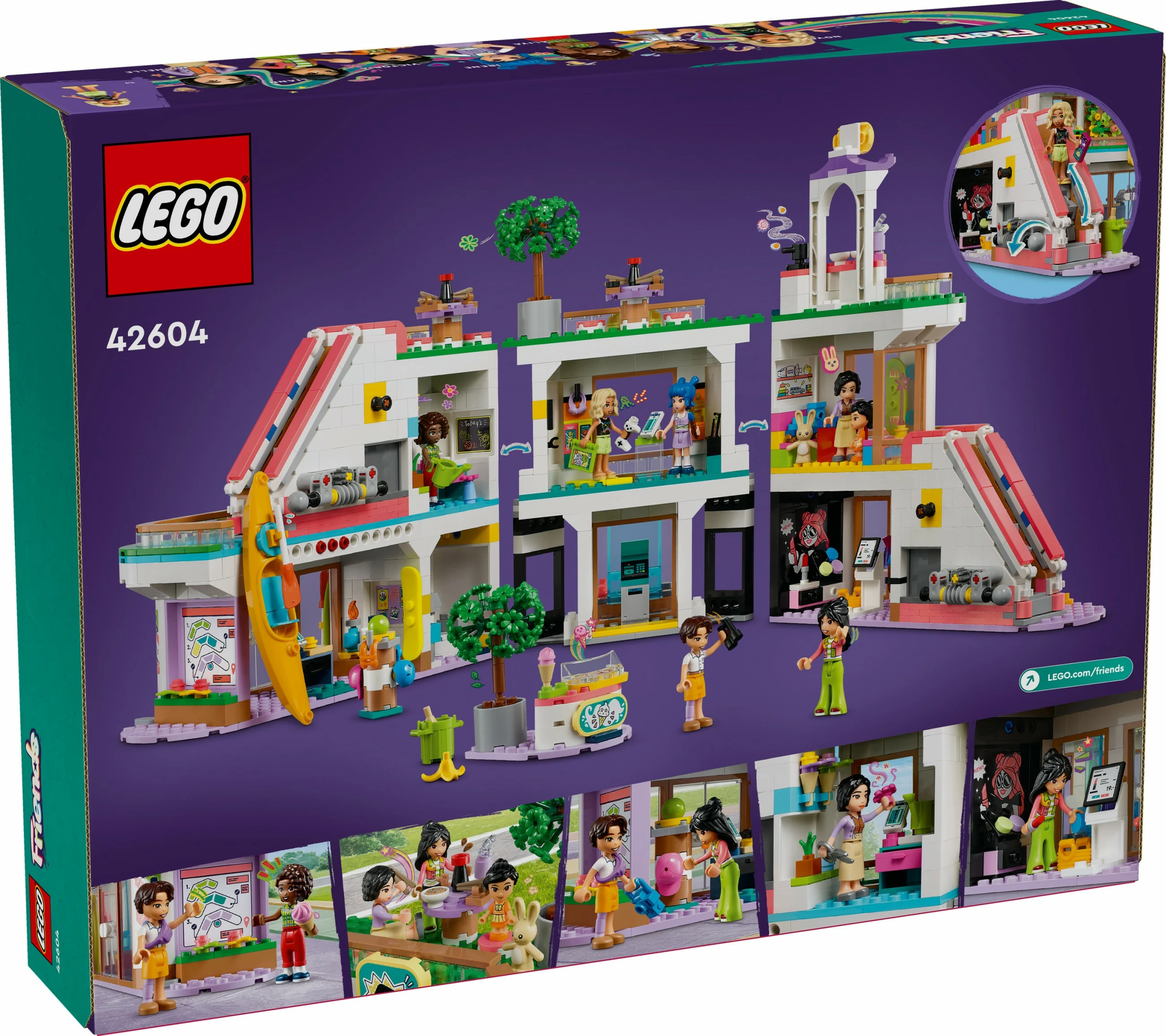 Set za gradnjo LEGO Friends 42604 Nakupovalni center Heartlake City, večbarven