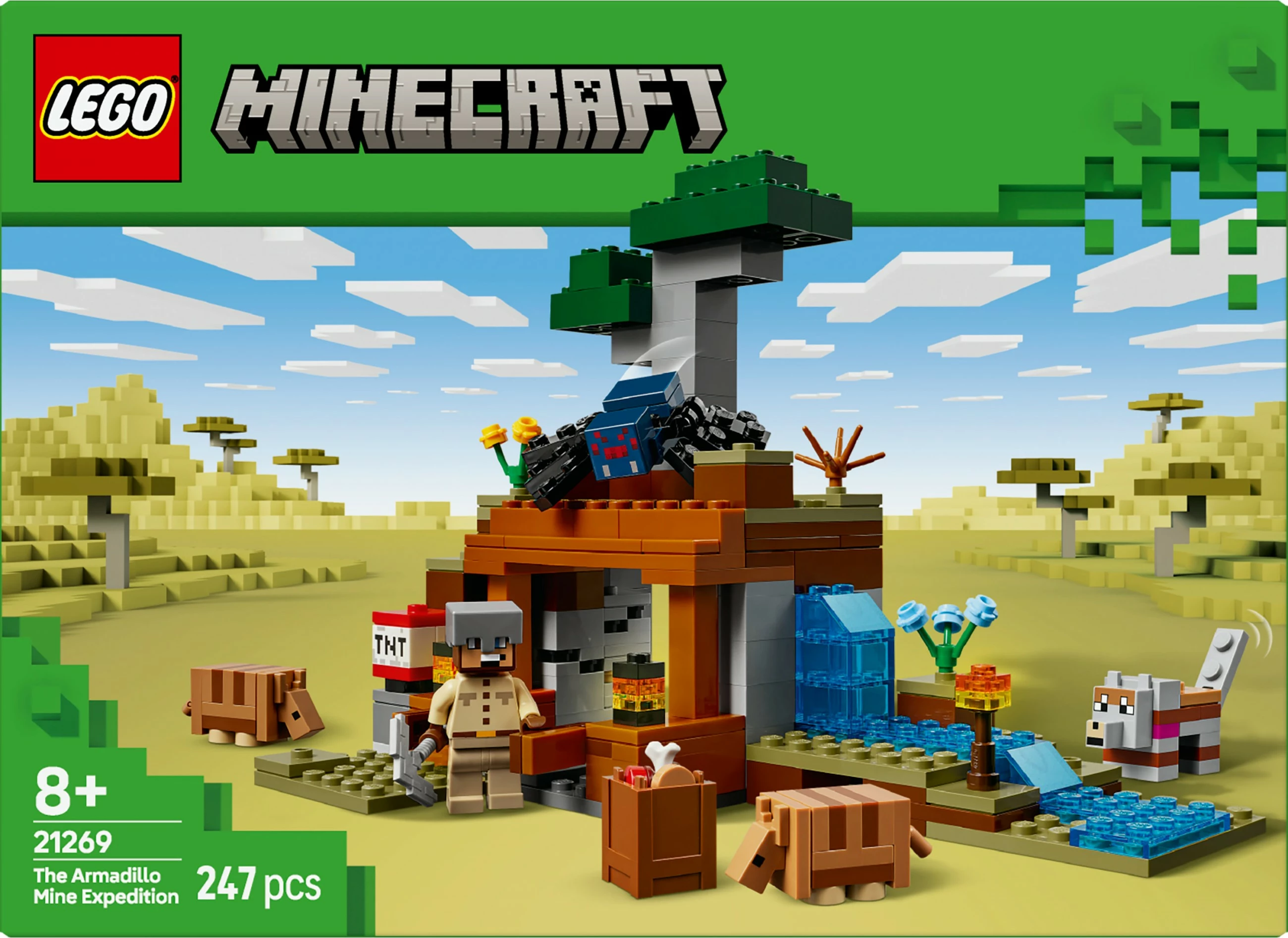 Set gradnje Minecraft 21269, 247 kosov, večbarven
