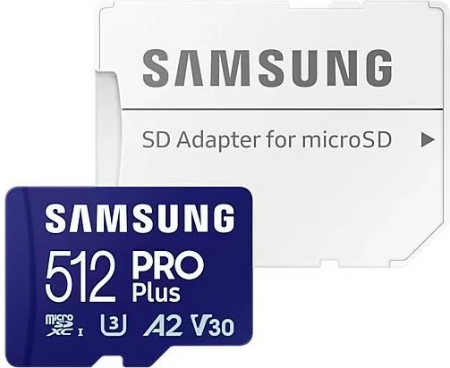 Pomnilniška kartica microSD Samsung PRO Plus, 512 GB, z adapterjem SD