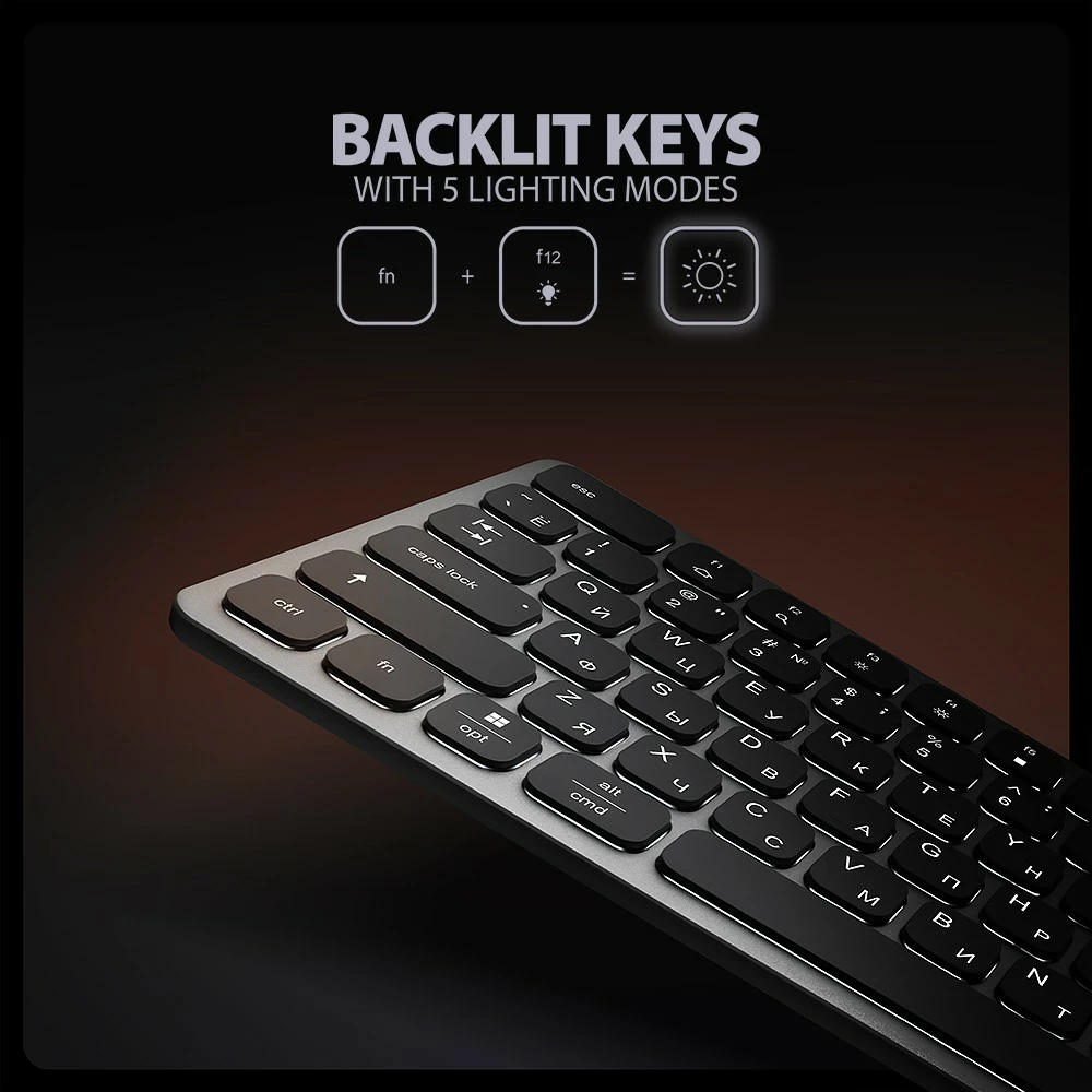 Tipkovnica z USB-C hub 9-v-1, cirilična postavitev, 60 cm, siva, AXAGON HMC-KB-CRL Tipkovnica z USB-C hub 9-v-1, cirilična postavitev, 60 cm, siva, AXAGON HMC-KB-CRL