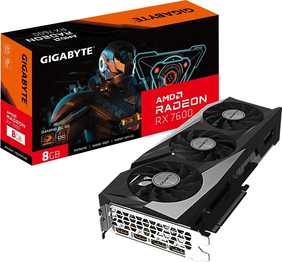 Grafična kartica GAMING Radeon RX 7600 OC Gigabyte, 8 GB GDDR6