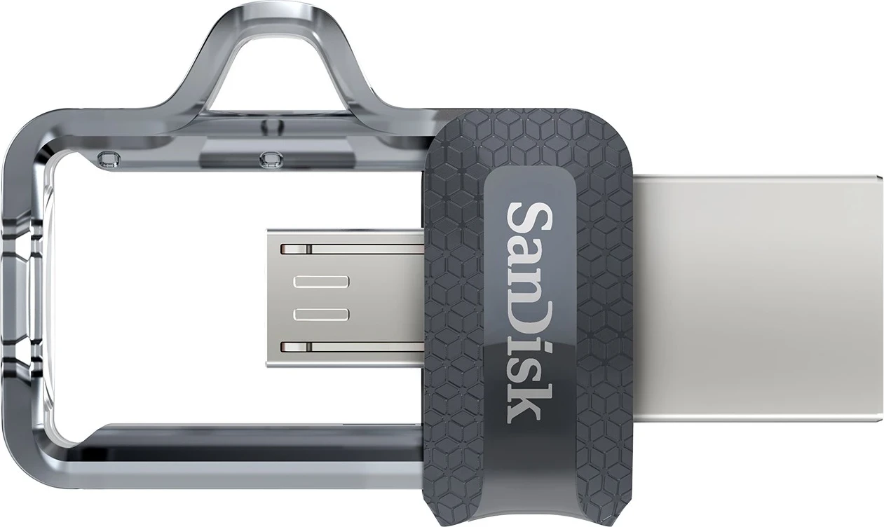 USB pogon Sandisk Ultra Dual, m3.0, 128 GB, črn / srebrn / prozoren
