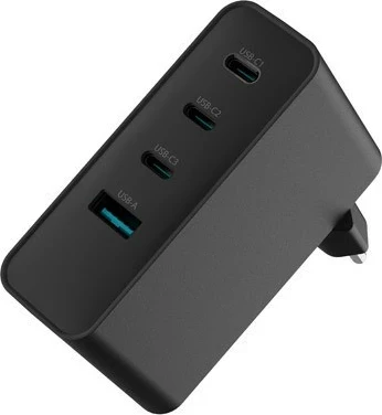 Močan polnilec Natec Ribera GaN 100W, USB-A + 3× USB-C, črn