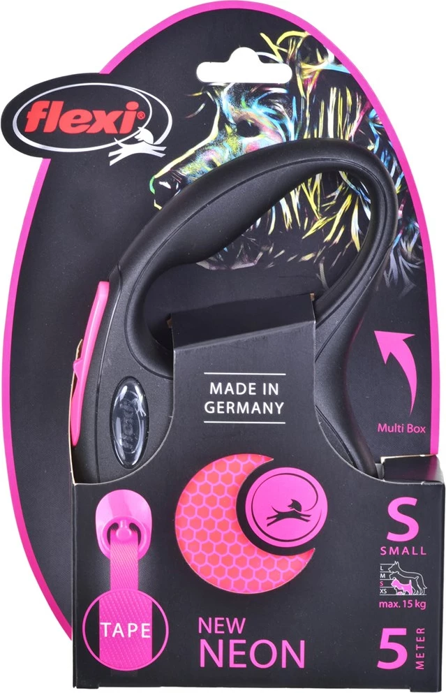 Povodec Flexi za pse, neonska barva, 5 m