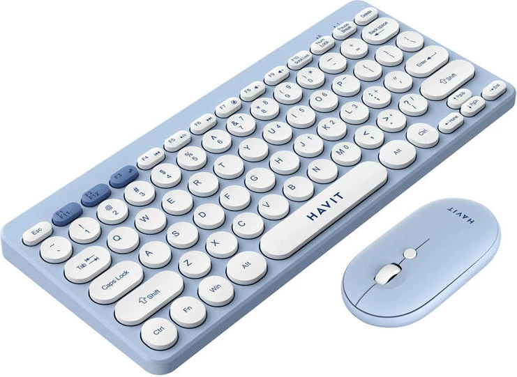 Brezžični komplet tipkovnice in miške za igre in pisarno, Havit KB279GCM, moder