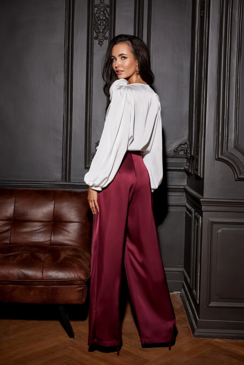 Široke ženske hlače Roco Fashion 204910, rdeče