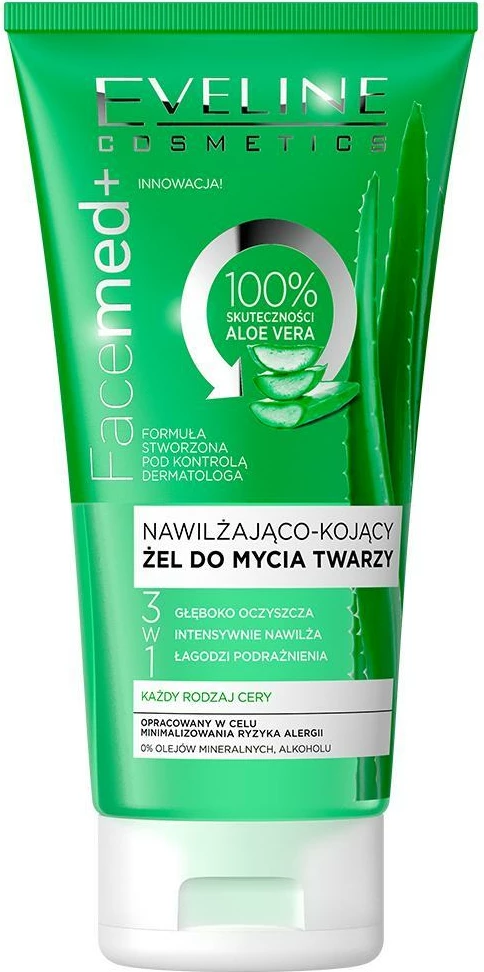Čistilni gel za obraz Facemed+ 3v1, Eveline Cosmetics, za ženske, z Aloe Vero, 150 ml