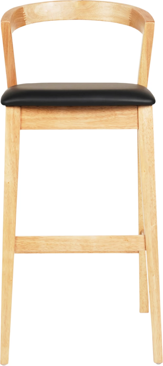 Barski stol NAMI FH9952.01 iz kavčukovca v barvi hrasta-črna PU 47,5x59x102,5Hcm