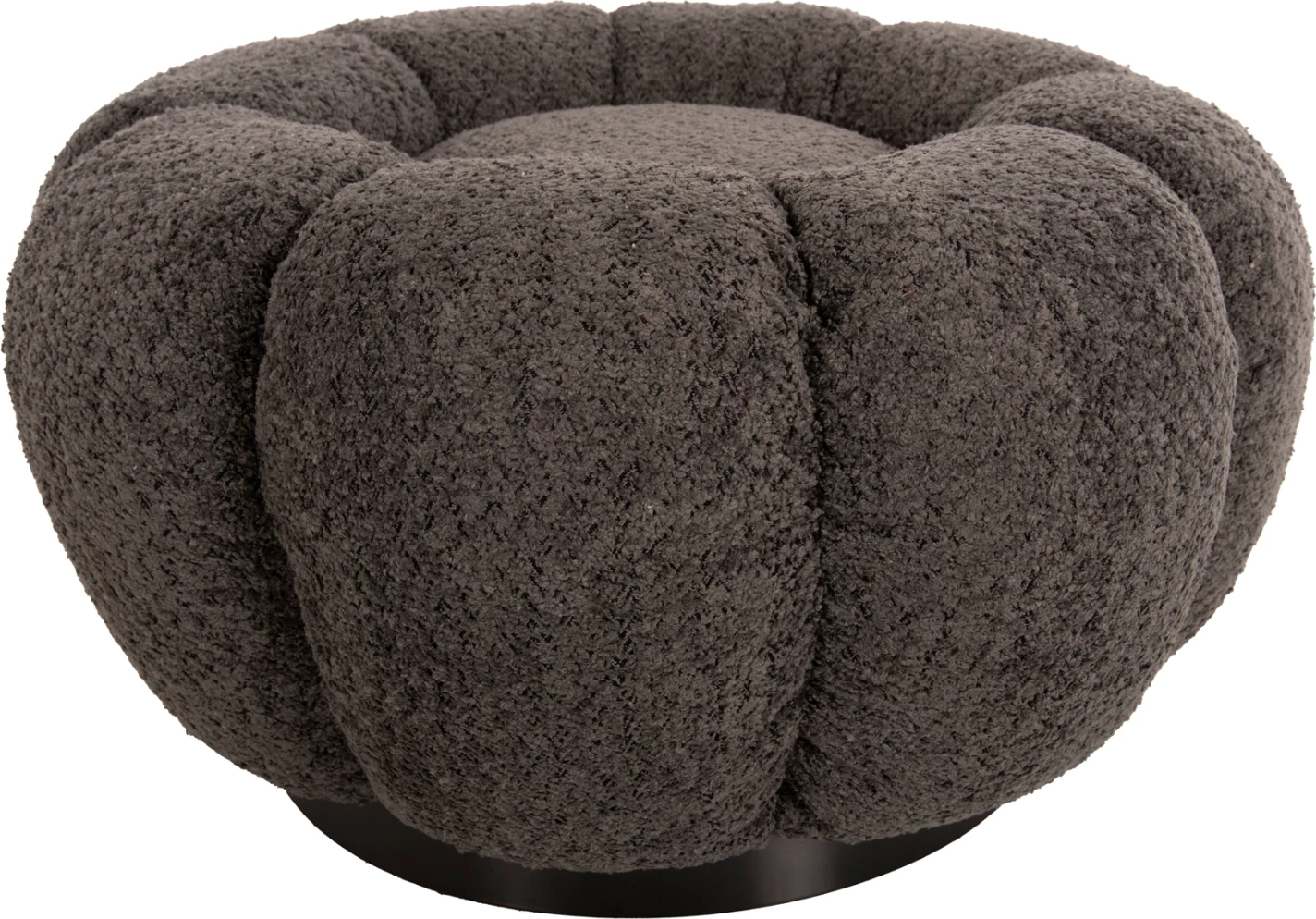 Okrogli stol KRIPP FH9602.01 sivo boucle-črna kovinska osnova Φ60x31Hcm