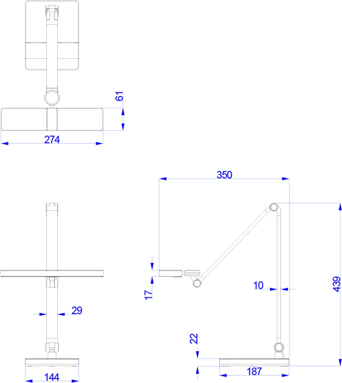 Profesionalna namizna svetilka LED BLAIN PRO FH4461.02 brušena črna ABS 35x43,9Hcm