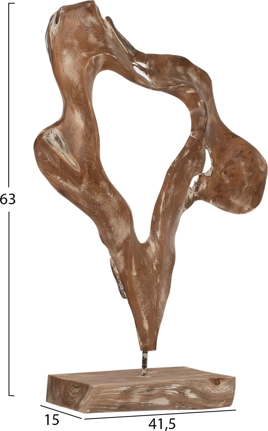 Namizna dekoracija iz masivnega tikovega lesa bele barve 26Χ16Χ70H