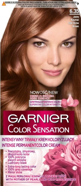 Krema za barvanje las Light Chestnut 6.35, Garnier Color Sensation, 1 kos
